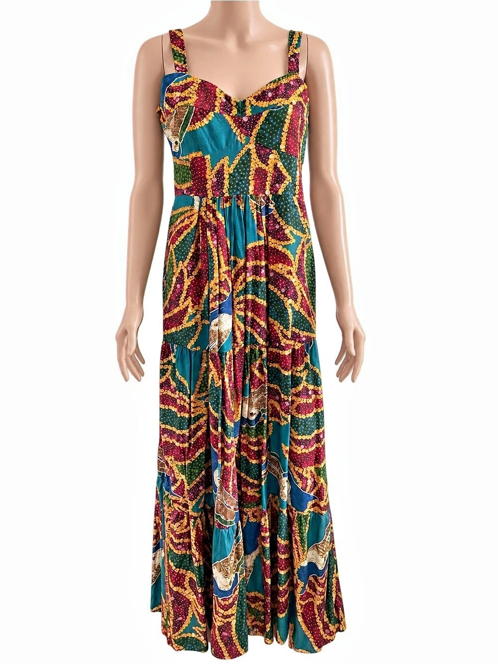 FARM Rio Painted Toucans Tiered Maxi Dress